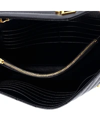 Pre-Owned Saint Laurent Medium Classic Monogram Wallet on Chain Matelasse Chevron Leather