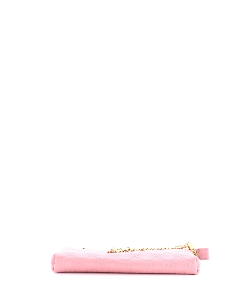 Pre-Owned Gucci Chain Wristlet Wallet Guccissima Leather