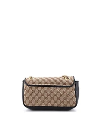 Pre-Owned Gucci Small Gg Marmont Flap Bag Diagonal Quilted Gg Canvas with Leather