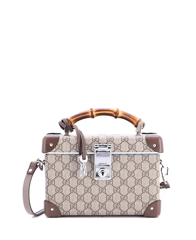Pre-Owned Gucci Bamboo Globe-Trotter Vanity Case Gg Coated Canvas