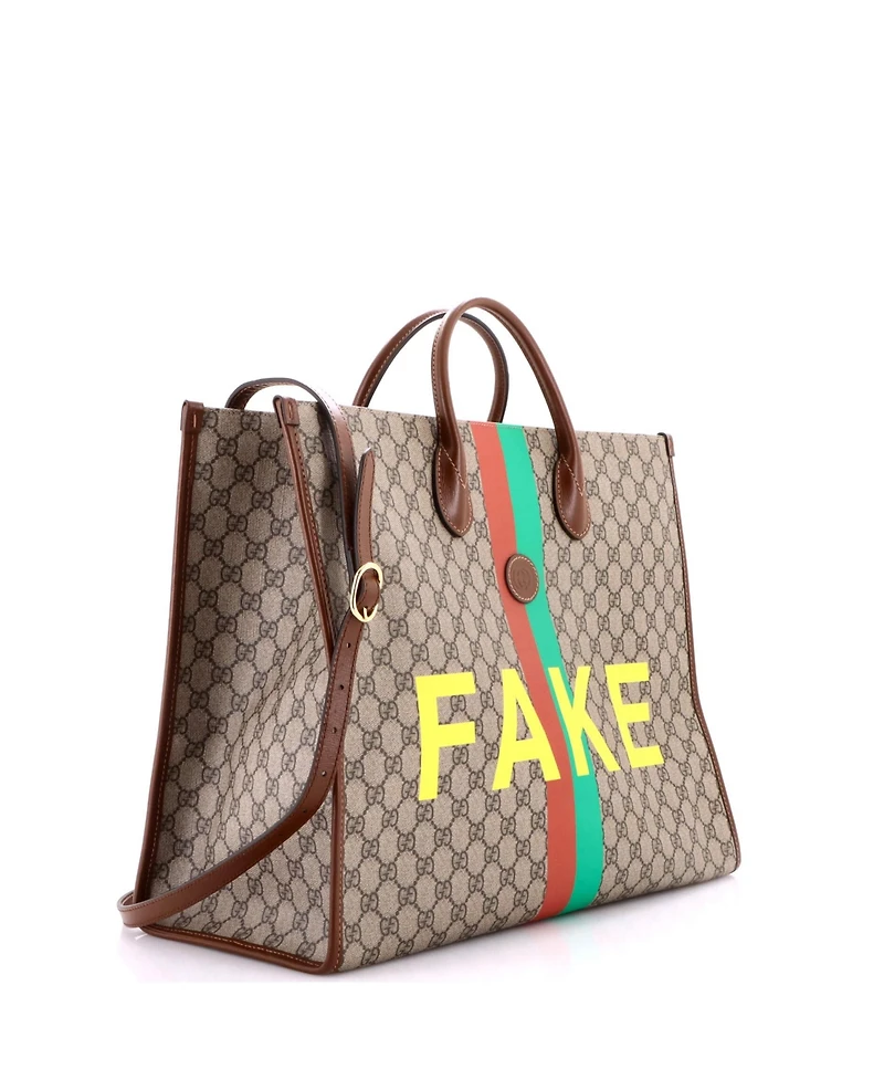 Pre-Owned Gucci Large Fake/Not Convertible Open Tote Printed Gg Coated Canvas