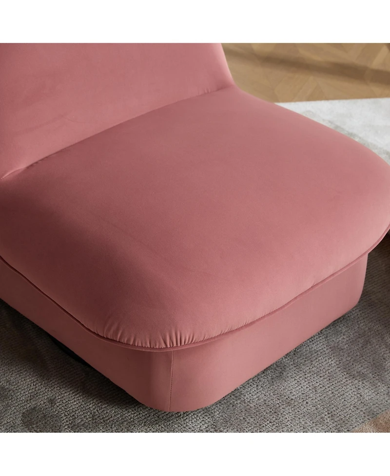 Boyel Living Swivel Accent Chair 360 Degree Metal Base Velvet Pumpkin Shaped for Room Bedroom Office