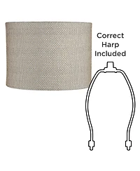 Springcrest Set of 2 Drum Print Lamp Shades Weave Medium 15" Top x 15" Bottom x 10" High Spider Harp and Finial Fitting