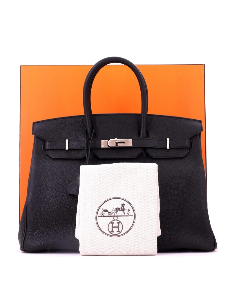 Pre-Owned HERMES Birkin 35 Handbag Black Togo with Palladium Hardware