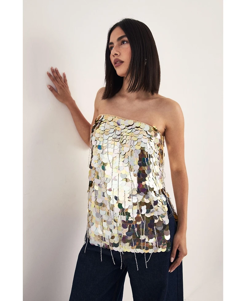 Nasty Gal Women's Disc Tassel Bandeau Top