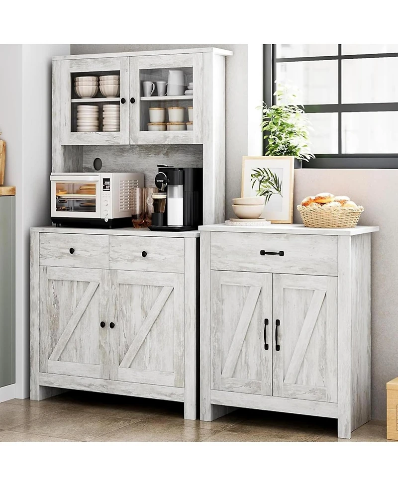 gaomon Kitchen Pantry Storage Cabinet with Microwave Stand, Freestanding Hutch Cabinet with Buffet Cupboard, Tall Kitchen Cabinets