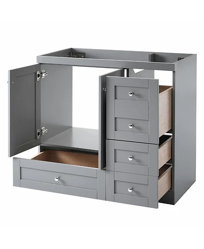 Sillysis 36 Inch Shaker Bathroom Vanity Cabinet, Mdf Storage with Soft Close Drawers and Doors for Small Spaces.