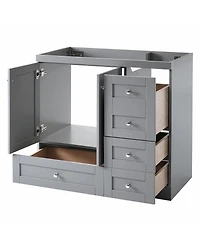 Sillysis 36 Inch Shaker Bathroom Vanity Cabinet, Mdf Storage with Soft Close Drawers and Doors for Small Spaces.