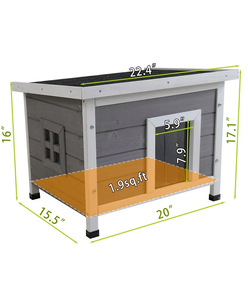 Zeus & Ruta Waterproof Cat House Outdoor Indoor Feral Kitty Shelter with Asphalt Roof for Small Pets