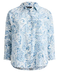 Lauren Ralph Plus Relaxed-Fit Paisley Linen Shirt