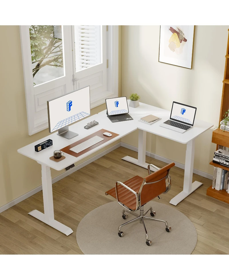 FlexiSpot 76"W L-Shaped Electric Height Adjustable Standing Desk
