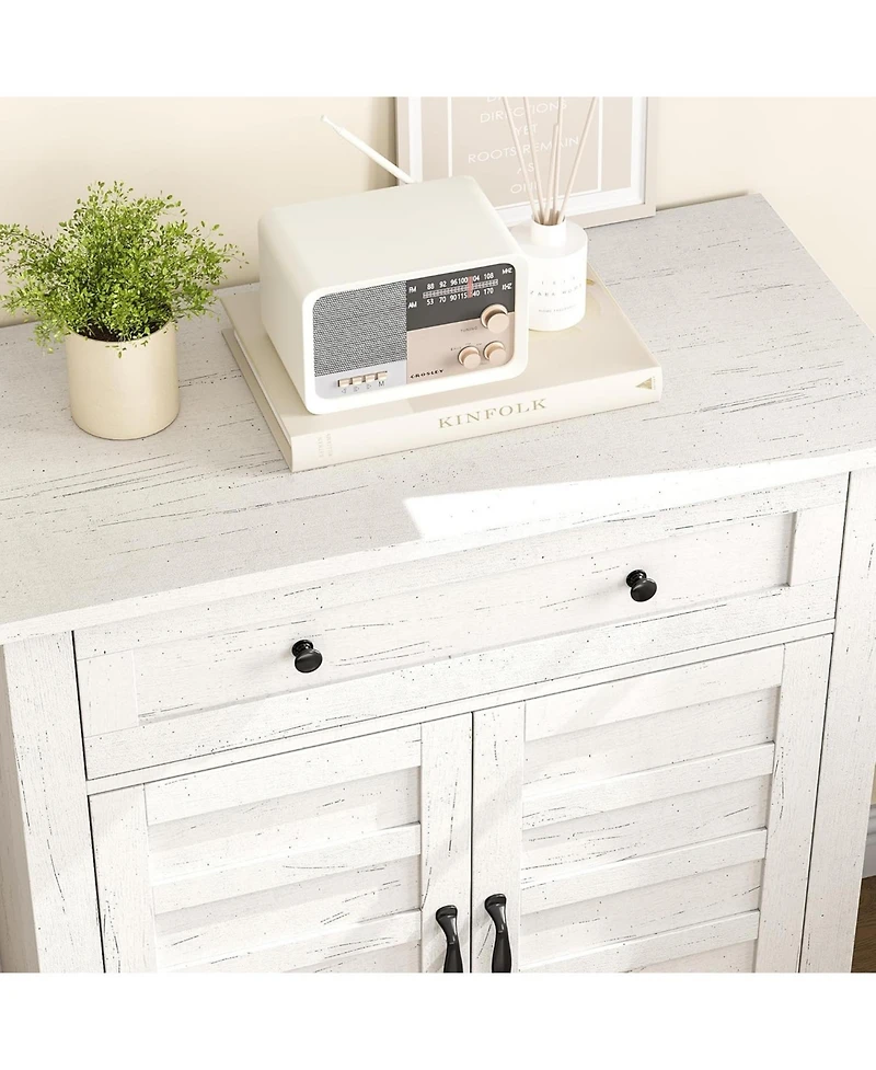 gaomon Farmhouse 3-Tier Storage Cabinet with 7-Level Adjustable Shelves