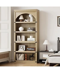 gaomon 68.7" Tall Farmhouse Arched 5-Tier Wooden Bookcase