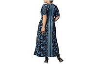 Kiyonna Plus Size Wanderlust Border Print Maxi Dress