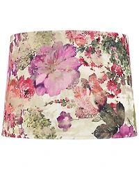 Springcrest 13" Top x 15" Bottom x 11" High x 11" Slant Print Lamp Shade Replacement Drum Velvet Flowers Spider Harp Finial