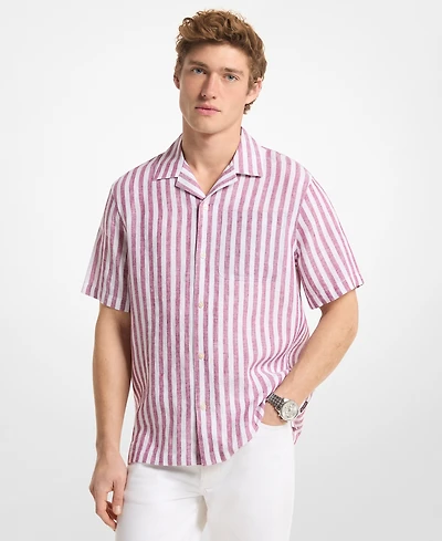 Michael Kors Men's Striped Camp-Collar Shirt