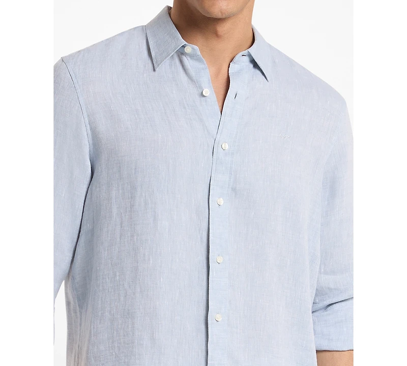 Michael Kors Men's Linen Classic-Fit Long-Sleeve Button Up Shirt
