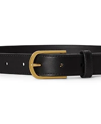 Lauren Ralph Women's Rounded-Buckle Leather Skinny Belt