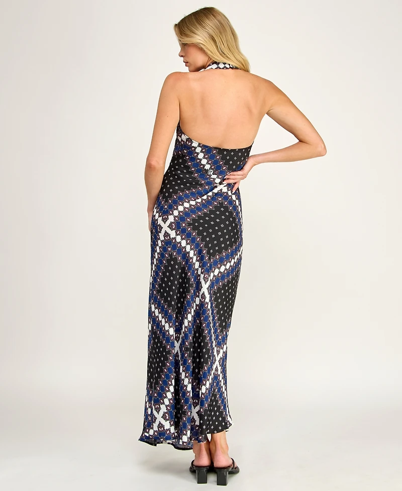 Invitee Juniors' Printed Halter Neck Maxi Dress