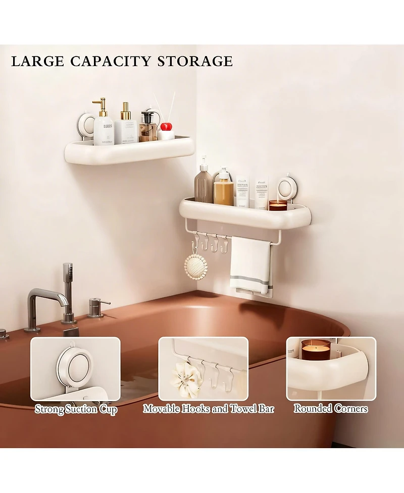 Yigii Shower Suction Cup Corner Shelves No Drilling Aluminum Bathroom Organizer