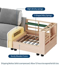 gaomon Modular Sectional Sofa- -Seater L-Shaped Couch with Movable Ottoman- Convertible Chenille Sofa