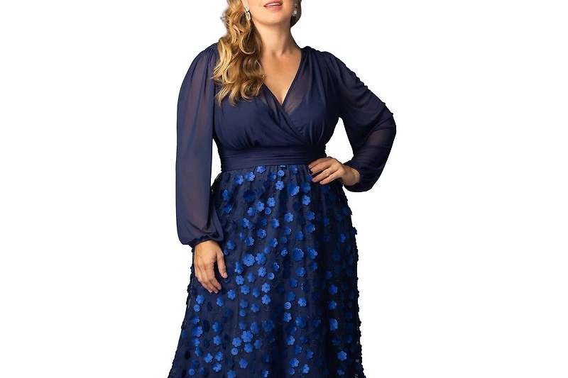 Kiyonna Plus Blossoming Beauty Mesh Evening Gown
