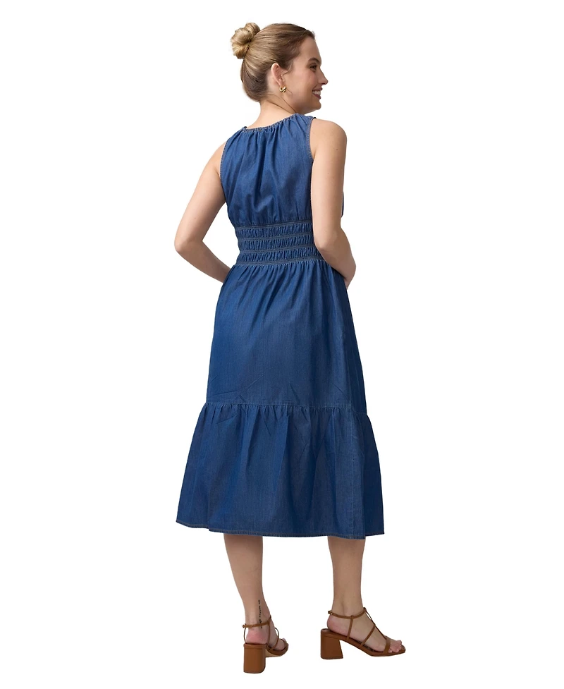 Ingrid + Isabel Maternity Sleeveless Chambray Midi Dress