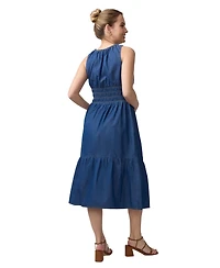 Ingrid + Isabel Maternity Sleeveless Chambray Midi Dress