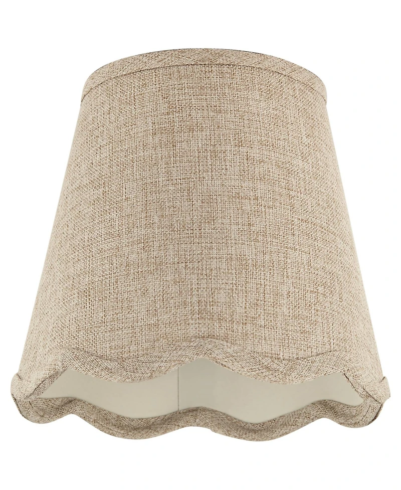 Springcrest Set of 2 Scalloped Empire Lamp Shades Fawn Small 4" Top x 6" Bottom x 5.5" High Candle Clip Harp and Finial Fitting