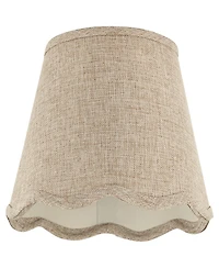 Springcrest Set of 2 Scalloped Empire Lamp Shades Fawn Small 4" Top x 6" Bottom x 5.5" High Candle Clip Harp and Finial Fitting