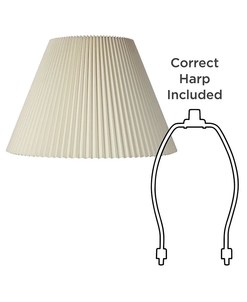 Springcrest Set of 2 Knife Pleat Empire Lamp Shades Large 10.75" Top x 22" Bottom x 15.5" High Spider with Harp and Finial