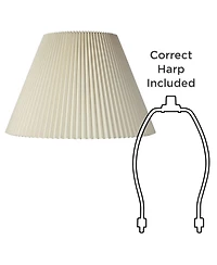 Springcrest Set of 2 Knife Pleat Empire Lamp Shades Large 10.75" Top x 22" Bottom x 15.5" High Spider with Harp and Finial