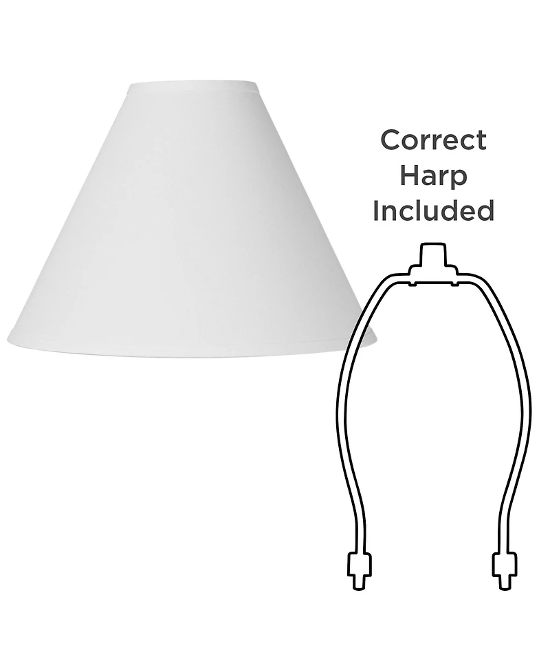 Springcrest Set of 2 Bell Lamp Shades White Medium 5" Top x 15" Bottom x 10.5" High Spider Replacement Harp Finial Fitting