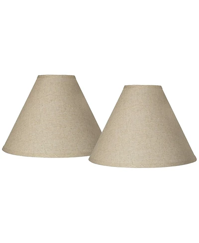 Springcrest Set of 2 Empire Lamp Shades Fine Burlap Medium 5" Top x 15" Bottom x 10.5" High Spider Replacement Harp Finial Fitting