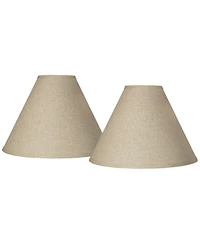 Springcrest Set of 2 Empire Lamp Shades Fine Burlap Medium 5" Top x 15" Bottom x 10.5" High Spider Replacement Harp Finial Fitting