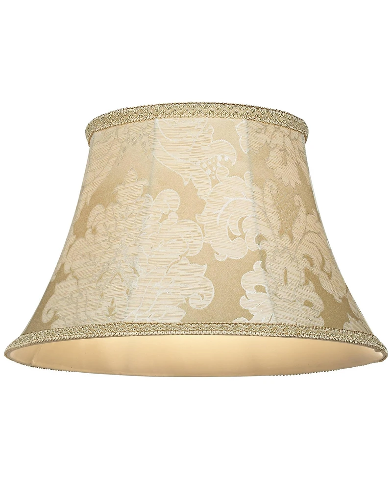 Springcrest Set of 2 Bell Print Lamp Brocade Large 10" Top x 17" Bottom x 11" High Spider Harp and Finial Fitting