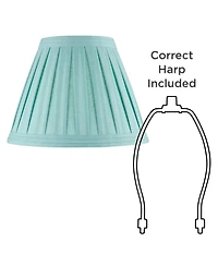 Springcrest Set of 2 Pleat Empire Lamp Shades Turquoise Medium 7" Top x 14" Bottom x 11" High Spider Harp and Finial Fitting