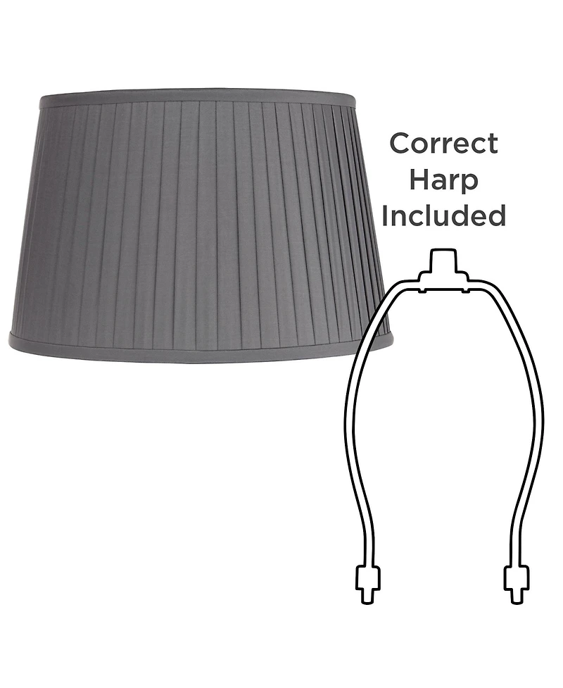 Springcrest 14" Top x 17" Bottom x 11" High x 11" Slant Lamp Shade Replacement Large Slate Empire Pleated Spider Harp Finial