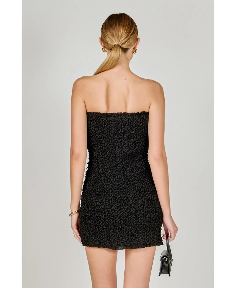 endless rose Women's Smocking detail tube mini dress