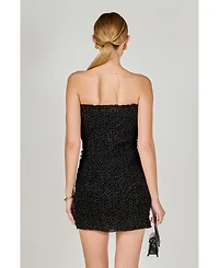 endless rose Women's Smocking detail tube mini dress