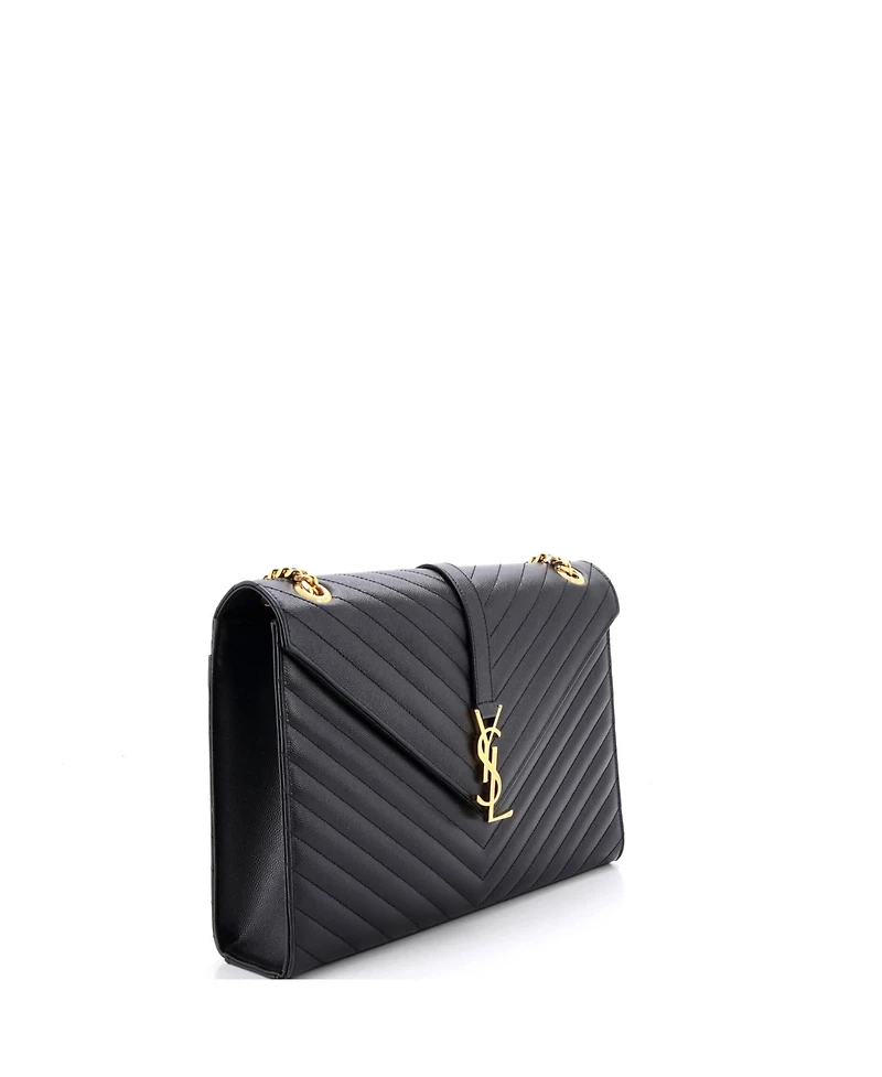 Pre-Owned Saint Laurent Large Classic Monogram Envelope Satchel Matelasse Chevron Leather
