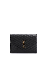 Pre-Owned Saint Laurent Classic Monogram Envelope Wristlet Clutch Matelasse Chevron Leather