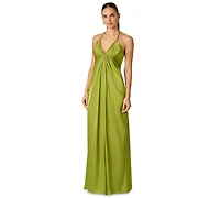 Adrianna Women's V-Neck Satin Long Dress