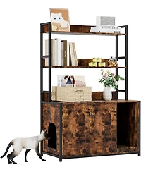 gaomon Hidden Cat Litter Box Enclosure Cabinet with Storage Shelves,52'' with Shelves and Doors, Mark Pad,for Living Room Apartments.
