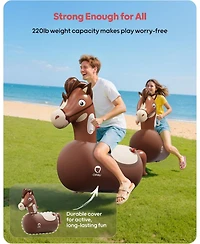 Qpau Infatable Bouncy Horse Toys with Hand Pump, Heavy Duty Giant Bouncy Pal, 220lbs Load Capacity, Ride On Bouncy Animal Hopper Toy