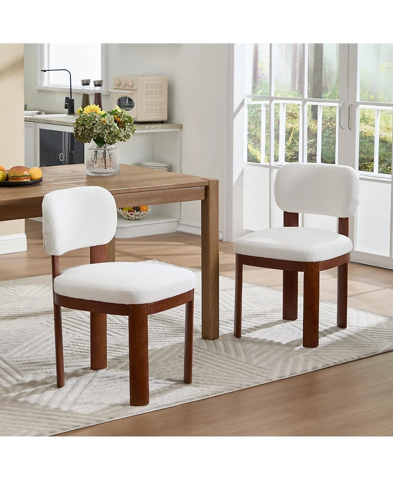 Boyel Living Farmhouse Wooden Dining Chairs Set of 2 Modern Fabric Upholstered Armless Side Chairs