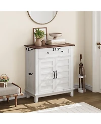 gaomon Farmhouse 3-Tier Storage Cabinet with 7-Level Adjustable Shelves