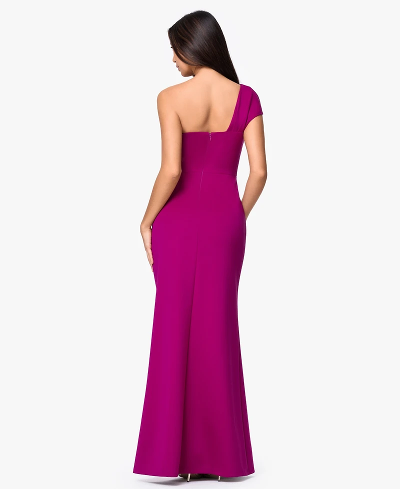 B&A By Betsy and Adam Women's One-Shoulder Trim Gown