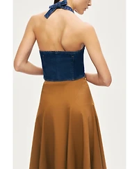 Nocturne Women's Halter Neck Denim Vest