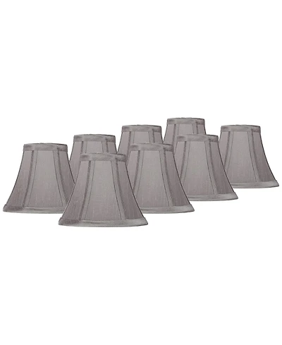 Springcrest Set of 8 Bell Chip Chandelier Lamp Shades Pewter Candelabra Clip-On Fitting